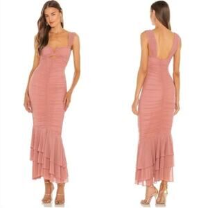 Michael Costello x Revolve Hillary Gown Pink Ruched Dress Size Small Women’s
